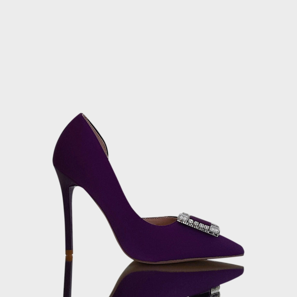 La chica de los stilettos Stilettos Nova Violet en Material Sintético Violeta con Aplique de Cristales en la Capellada y Taco Acrílico al tono de 10.5 cm 