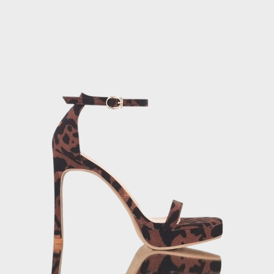 La chica de los stilettos Sandalias Gianna Leopard, en Estampado Animal Print, con Taco Fino de 11 cm y Plataforma de 2 cm