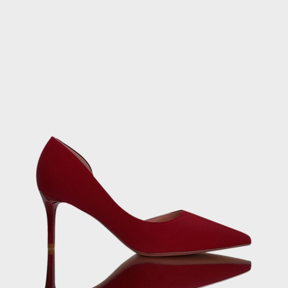 La chica de los stilettos Stilettos Ava 15 Red en Neoprene Rojo con Taco Acrílico al Tono de 7 cm