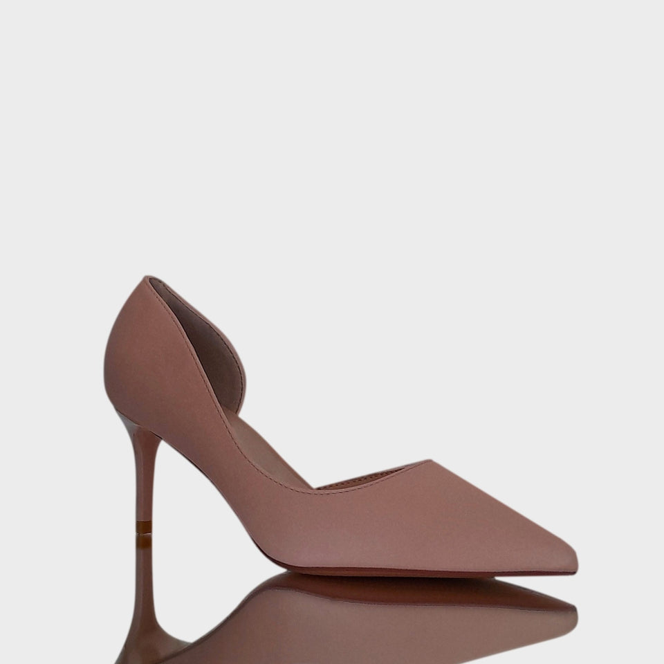 La chica de los stilettos Vista Lateral de Stilettos Ava 15 Rose en Neoprene Rosa con Taco Acrílico al Tono de 7 cm