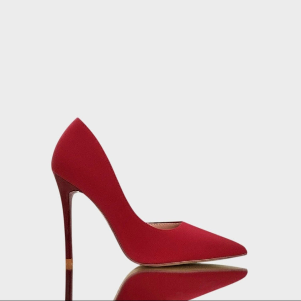 La chica de los stilettos Stilettos Ava Red con Taco Acrílico al tono de 10.5  cm