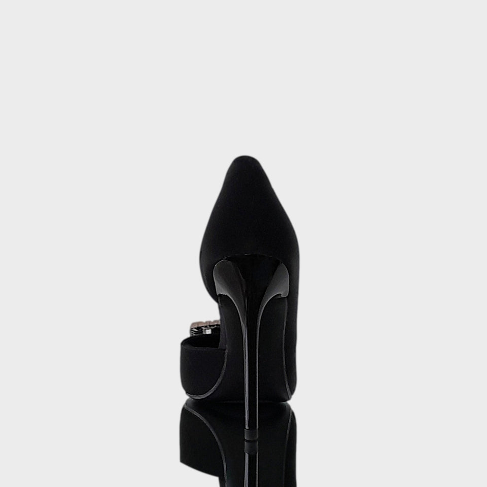 La chica de los stilettos Vista de Talón y Taco de Stilettos Nova Black en Material Sintético Negro con Aplique de Cristales en la Capellada y Taco Acrílico al tono de 10.5 cm 