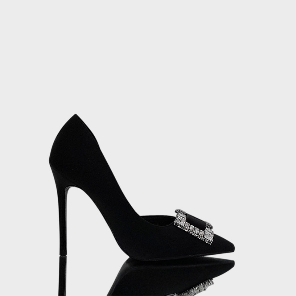 La chica de los stilettos Stilettos Nova Black en Material Sintético Negro con Aplique de Cristales en la Capellada y Taco Acrílico al tono de 10.5 cm 