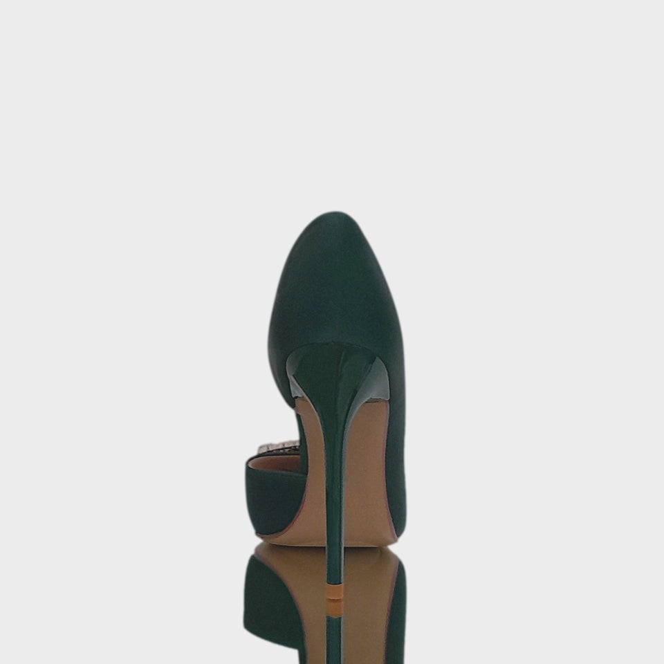 La chica de los stilettos Vista de Talón y Taco de Stilettos Nova Green en Material Sintético Verde con Aplique de Cristales en la Capellada y Taco Acrílico al tono de 10.5 cm 