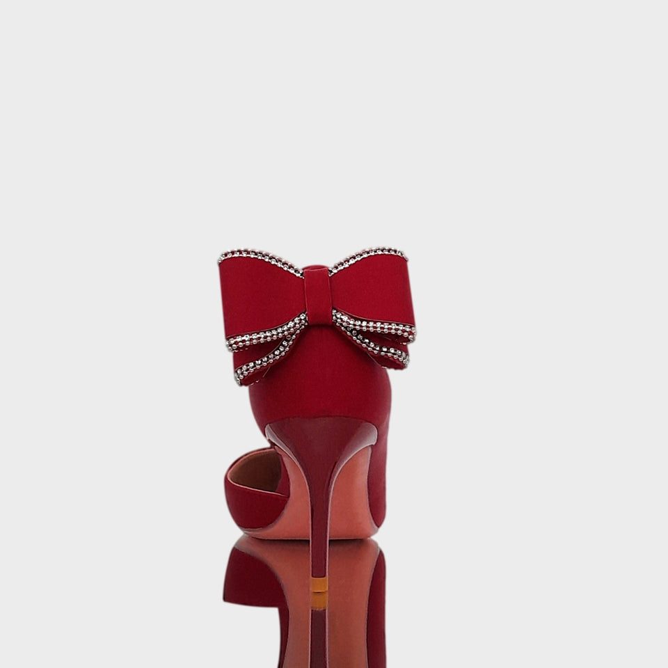 La chica de los stilettos Vista de Talón y Taco de Stilettos Vivien 15 Red en Material Sintético Rojo con Moño en el Talón y Taco Acrílico al tono de 7 cm