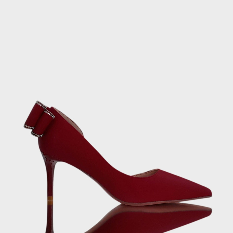 La chica de los stilettos Stilettos Vivien 15 Red en Material Sintético Rojo con Moño en el Talón y Taco Acrílico al tono de 7 cm