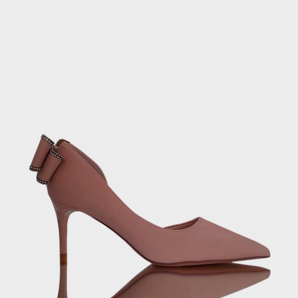 La chica de los stilettos Stilettos Vivien 15 Rose en Material Sintético Rosa con Moño en el Talón y Taco Acrílico al tono de 7 cm