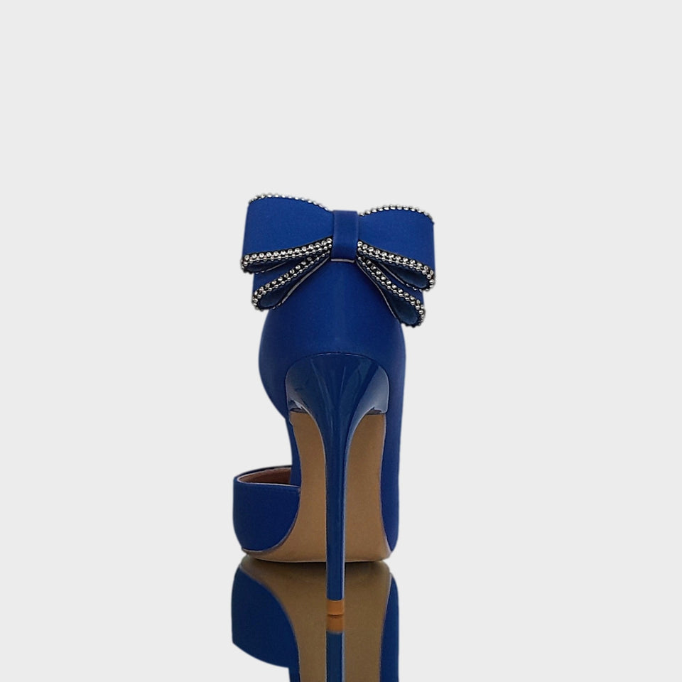 La chica de los stilettos Vista de Talón y Taco de los Stilettos Vivien Electric Blue en Material Sintético Azul Eléctrico con Moño en el Talón y Taco Acrílico al tono de 10.5 cm 