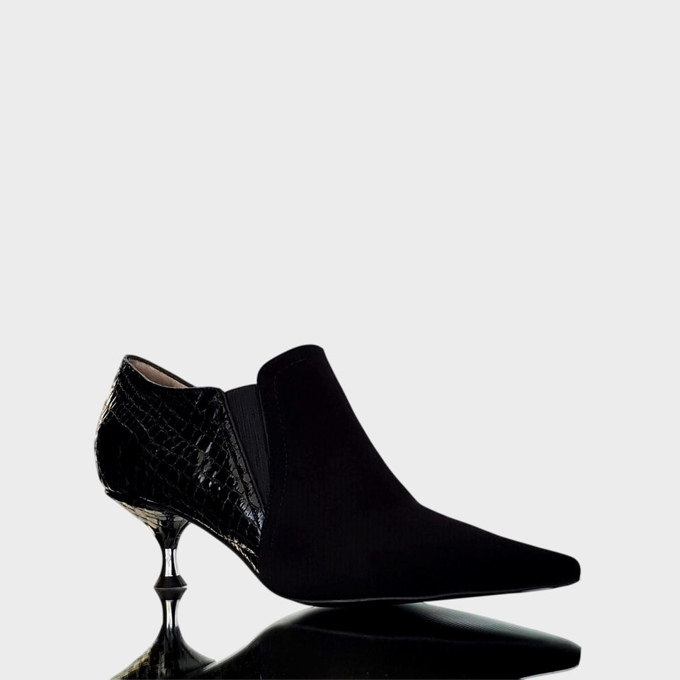 La chica de los stilettos Botas Bryony de Gamuza Negra con Taco 5 cm Lateral