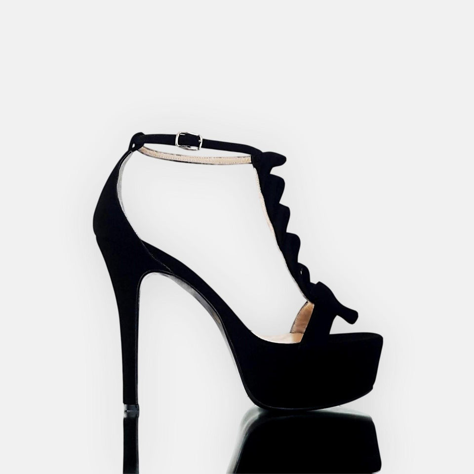 La chica de los stilettos Sandalias Plataformas Kimberly Negro con Taco 12 cm