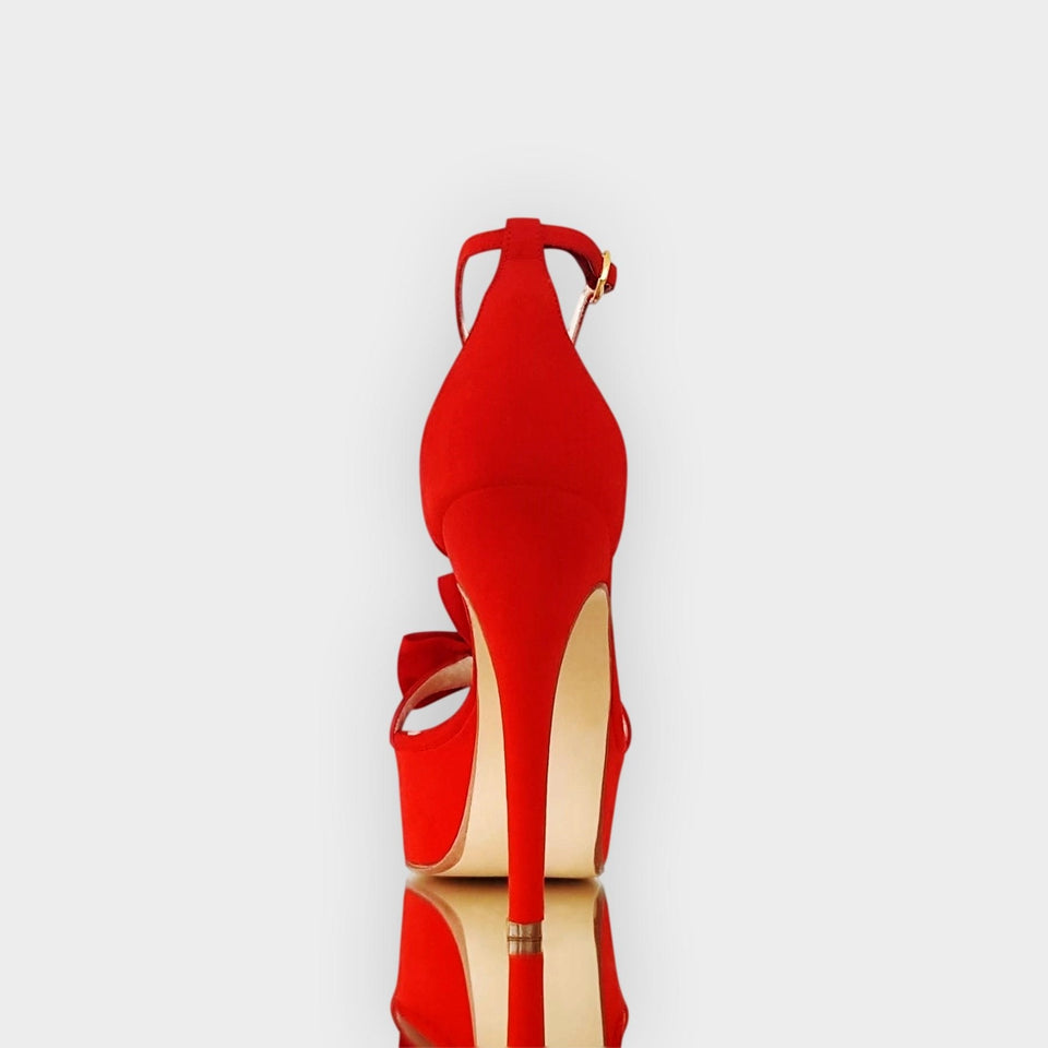 La chica de los stilettos Sandalias Plataformas Kimberly Rojo con Taco 12 cm Talón y Taco 