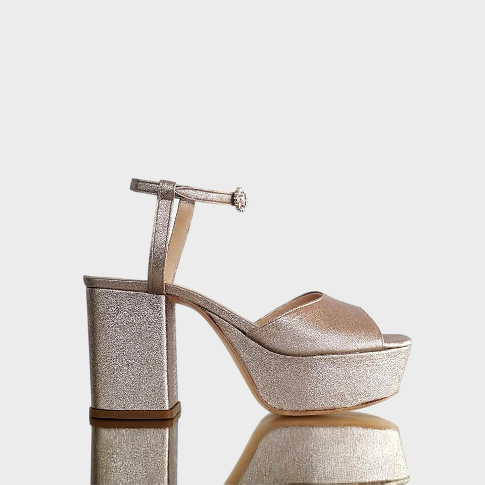 La chica de los stilettos Sandalias Oona Grey con Plataforma y Taco de 8 cm