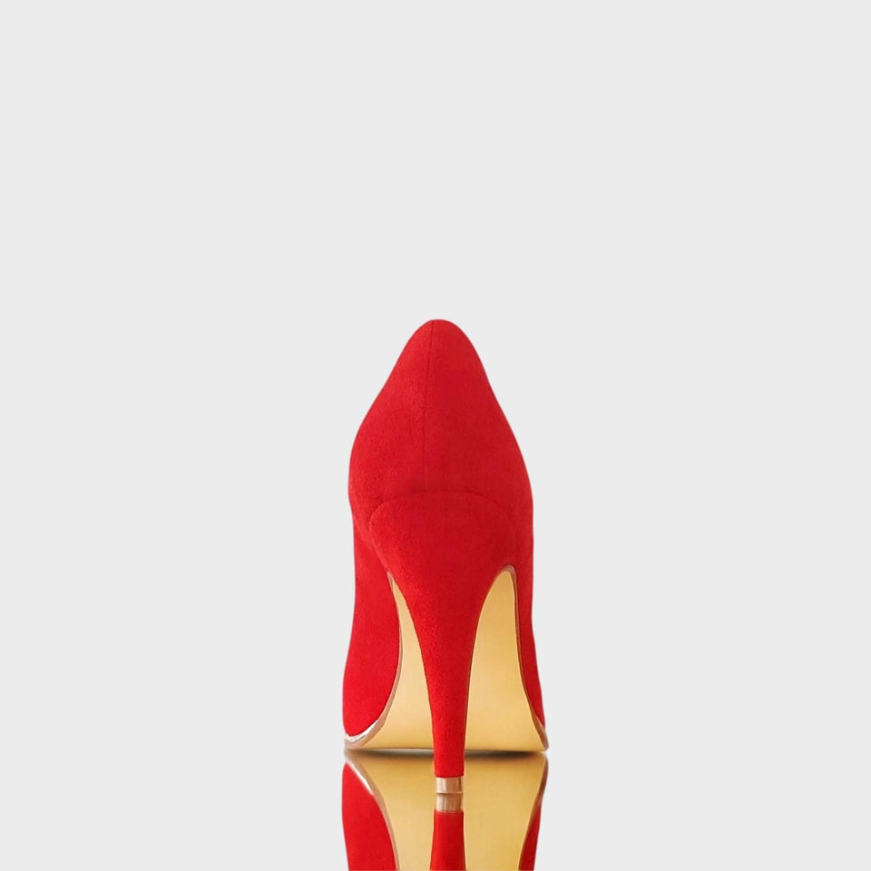 La chica de los stilettos Stilettos Ivy Rojo con Virón Platino y Taco 10 cm Talón y Taco