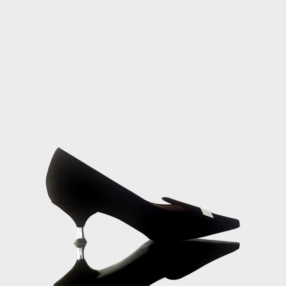 La chica de los stilettos Zapatos Jessa Black con Taco 5 cm con Adorno Plata