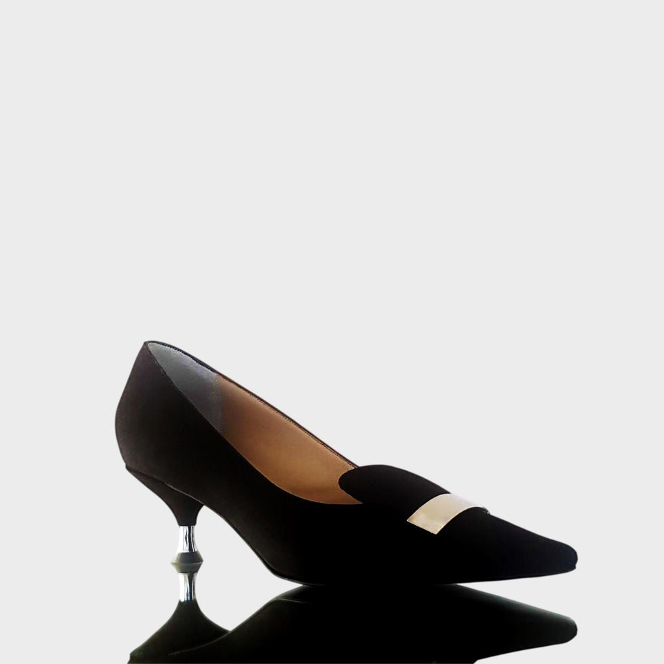 La chica de los stilettos Zapatos Jessa Black con Taco 5 cm con Adorno Plata Lateral