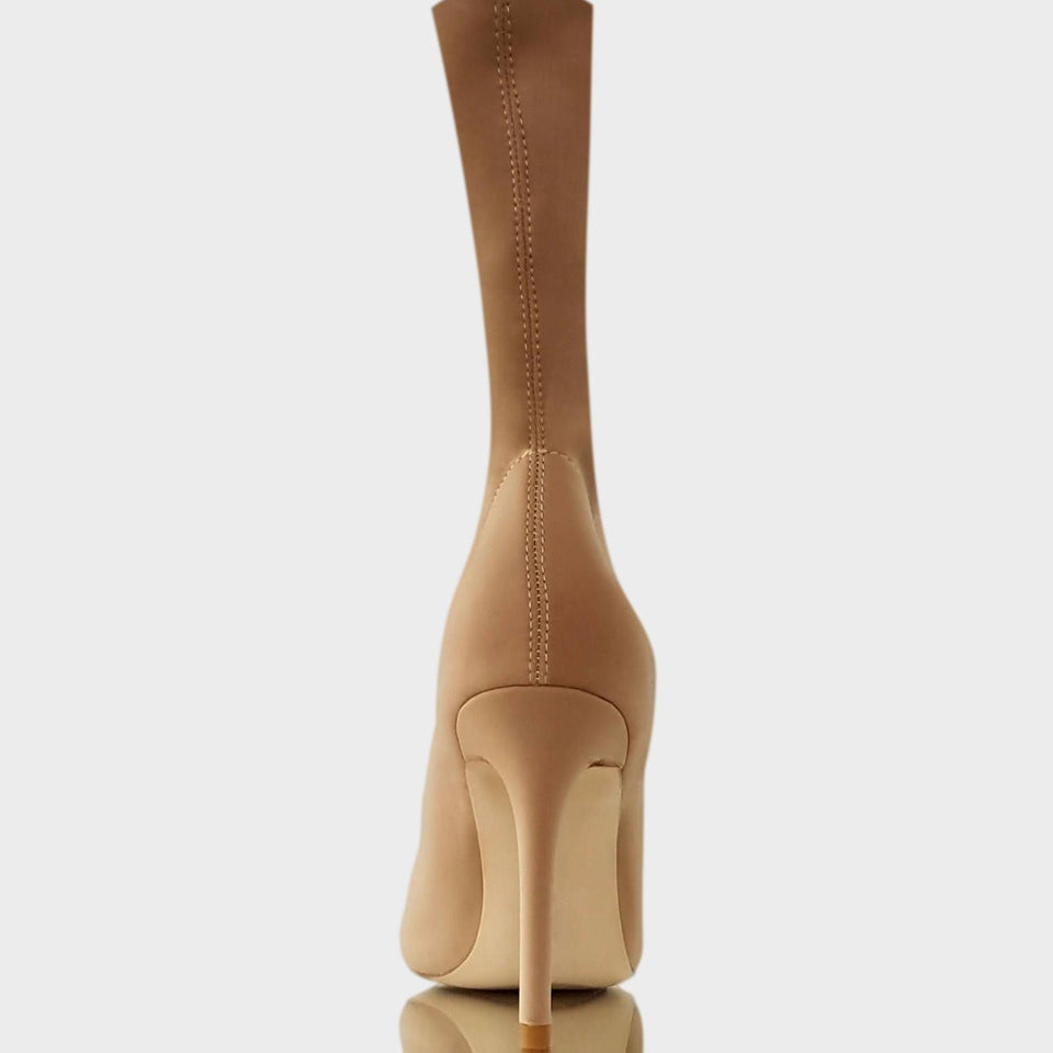 La chica de los stilettos Botas Mila Beige Elastizadas con Taco 9 cm Talón y Taco