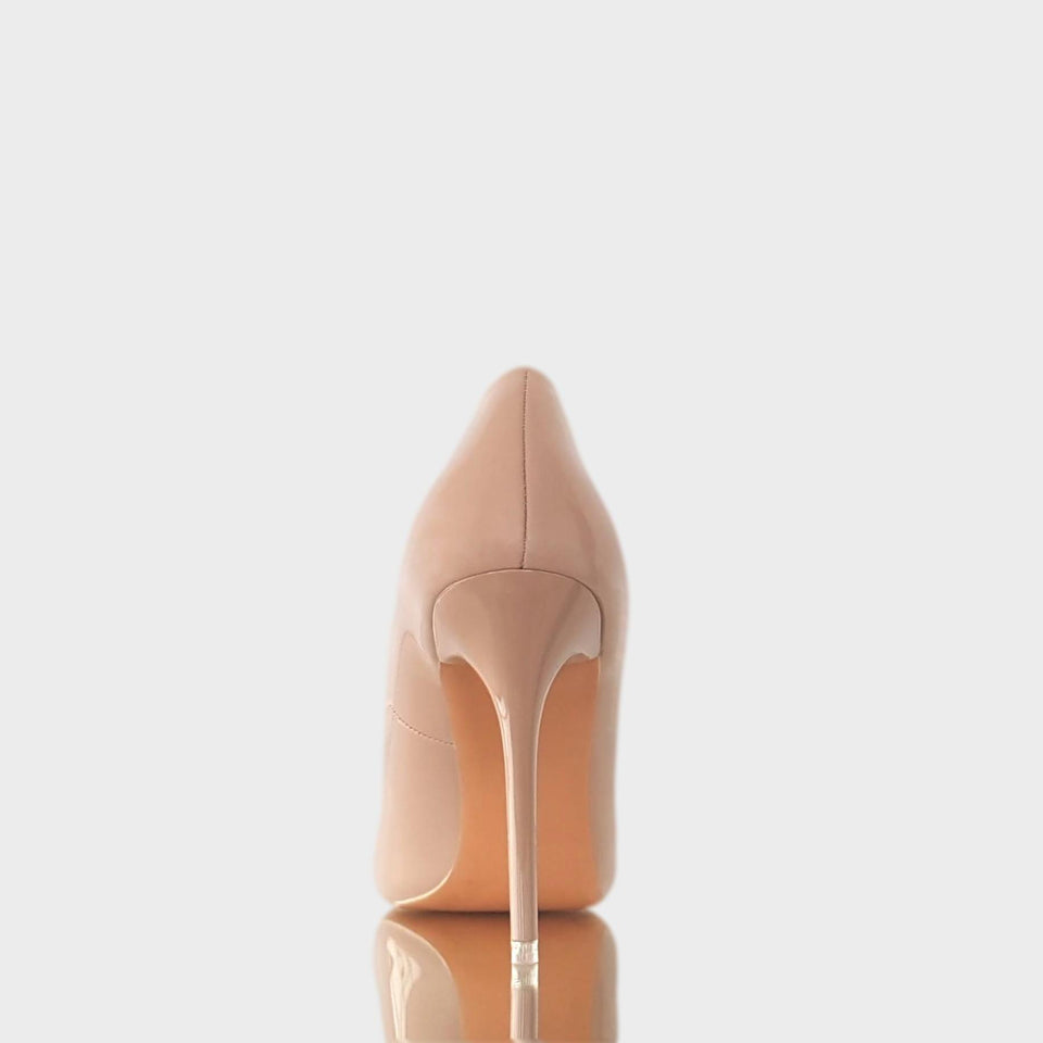 La chica de los stilettos Stilettos Ava Beige en Charol Color Nude con Taco Acrílico 11 cm Talón y Taco