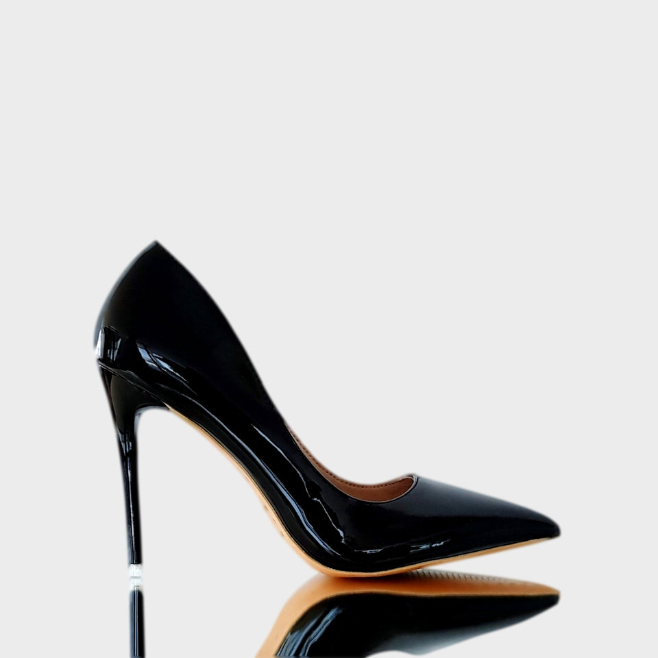 La chica de los stilettos Stilettos Ava Black en Charol Negro con Taco Acrílico 11 cm