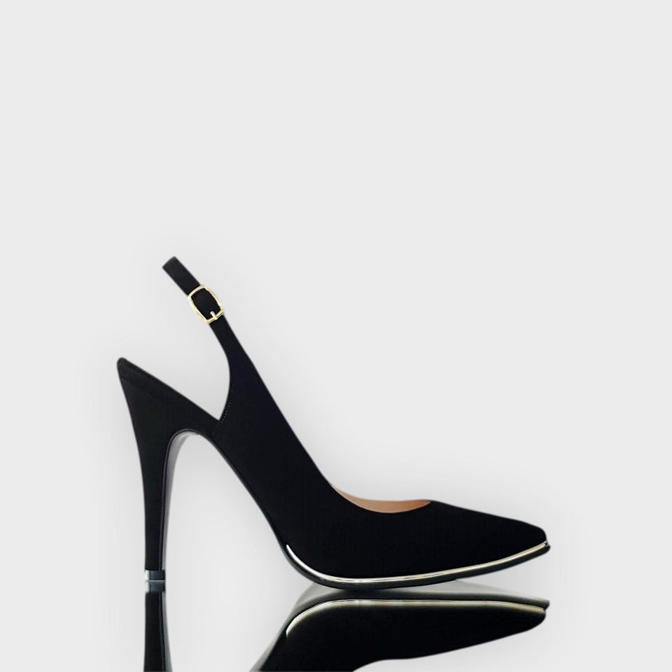 La chica de los stilettos Stilettos Blake Negro con Virón Platino y Taco 10 cm