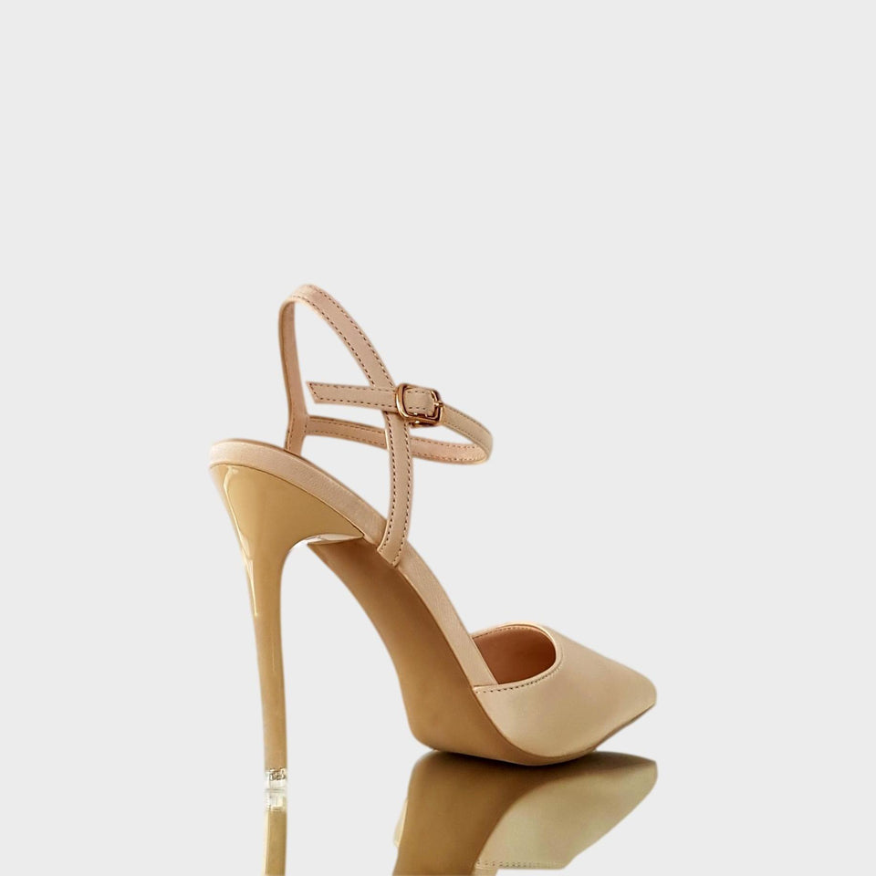 La chica de los stilettos Stilettos Gala Beige de Raso Beige con Taco Acrílico Beige de 11 cm Talón y Taco