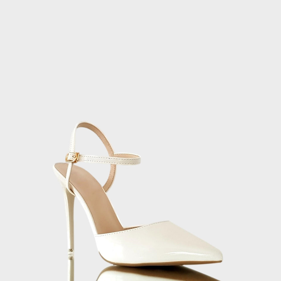 La chica de los stilettos Stilettos Gala White en Charol Blanco con Taco Acrílico Blanco de 11 cm Vista Lateral