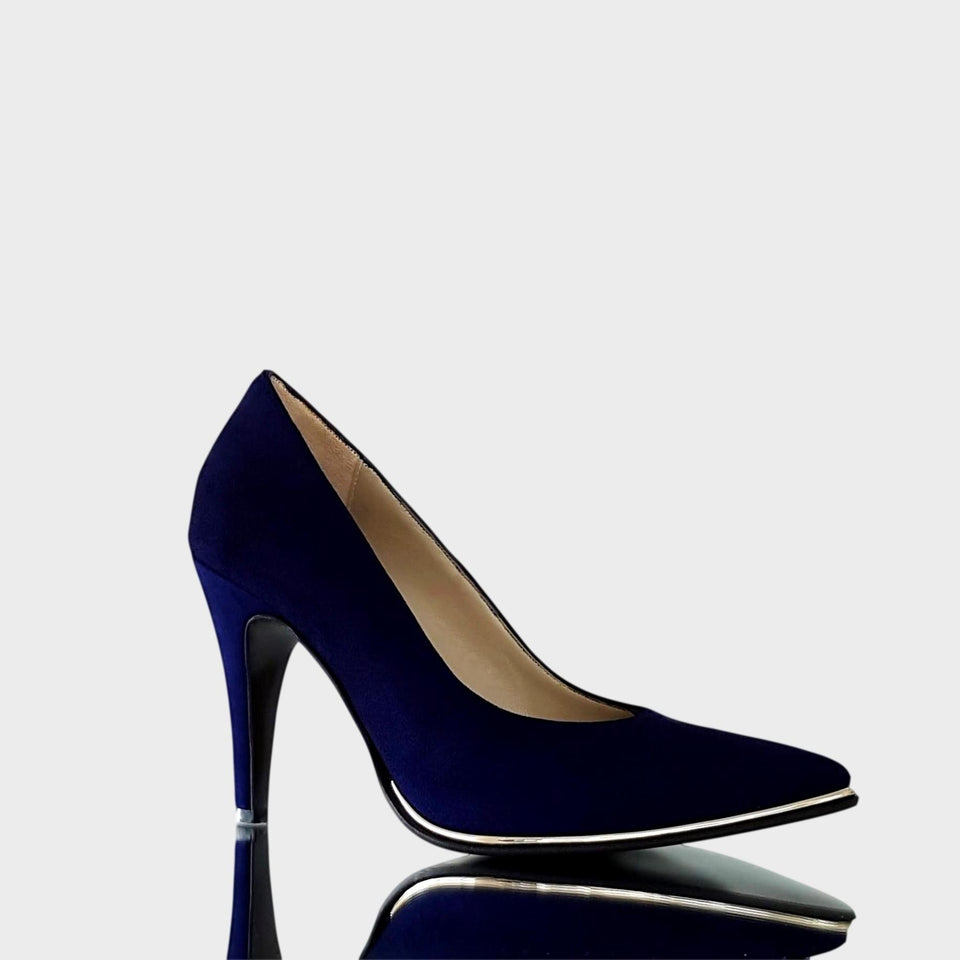 La chica de los stilettos Stilettos Ivy Azul con Virón Platino y Taco  cm Lateral