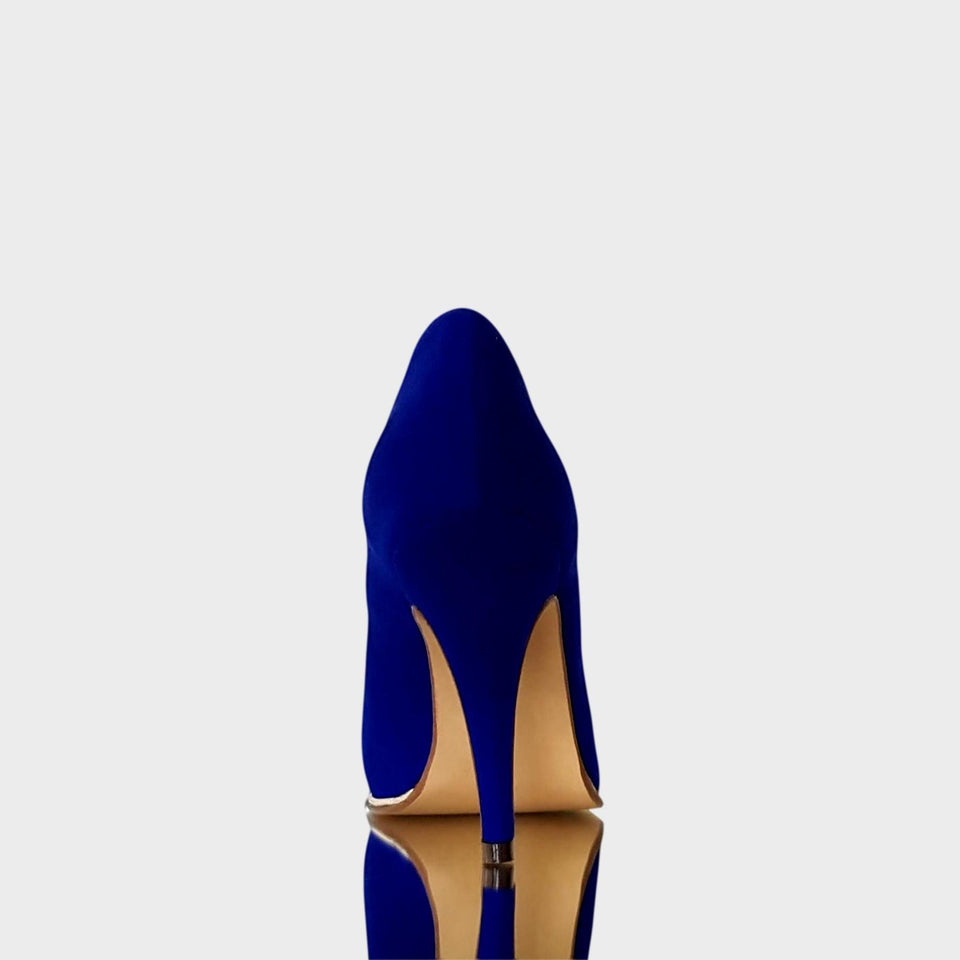 La chica de los stilettos Stilettos Ivy Azul Eléctrico con Virón Platino y Taco 10 cm Talón y Taco