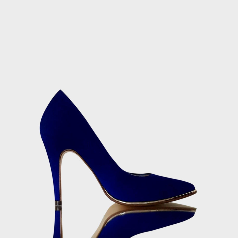 La chica de los stilettos Stilettos Ivy Azul Eléctrico con Virón Platino y Taco 10 cm