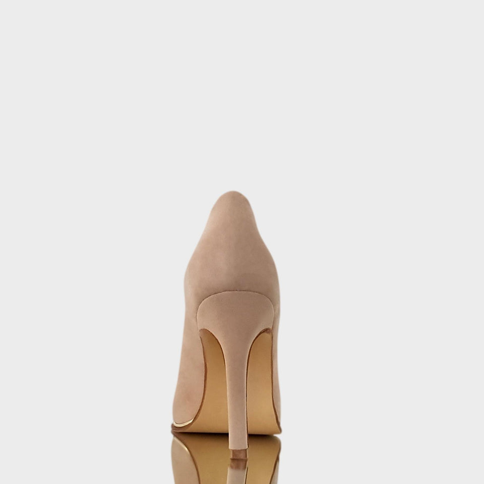 La chica de los stilettos Stilettos Ivy Khaki en Gamuza Natural Color Caqui con Taco de 10 cm Vista Talón y Taco