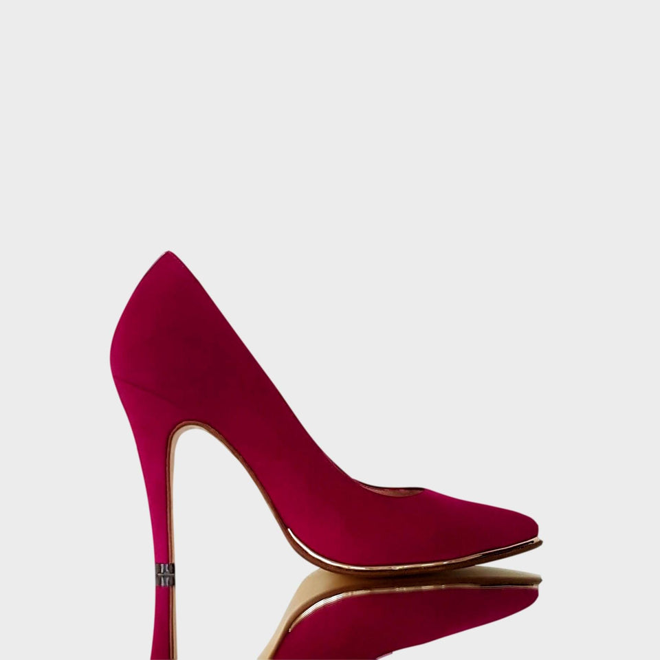 La chica de los stilettos Stilettos Ivy Magenta con Virón Platino y Taco 10 cm