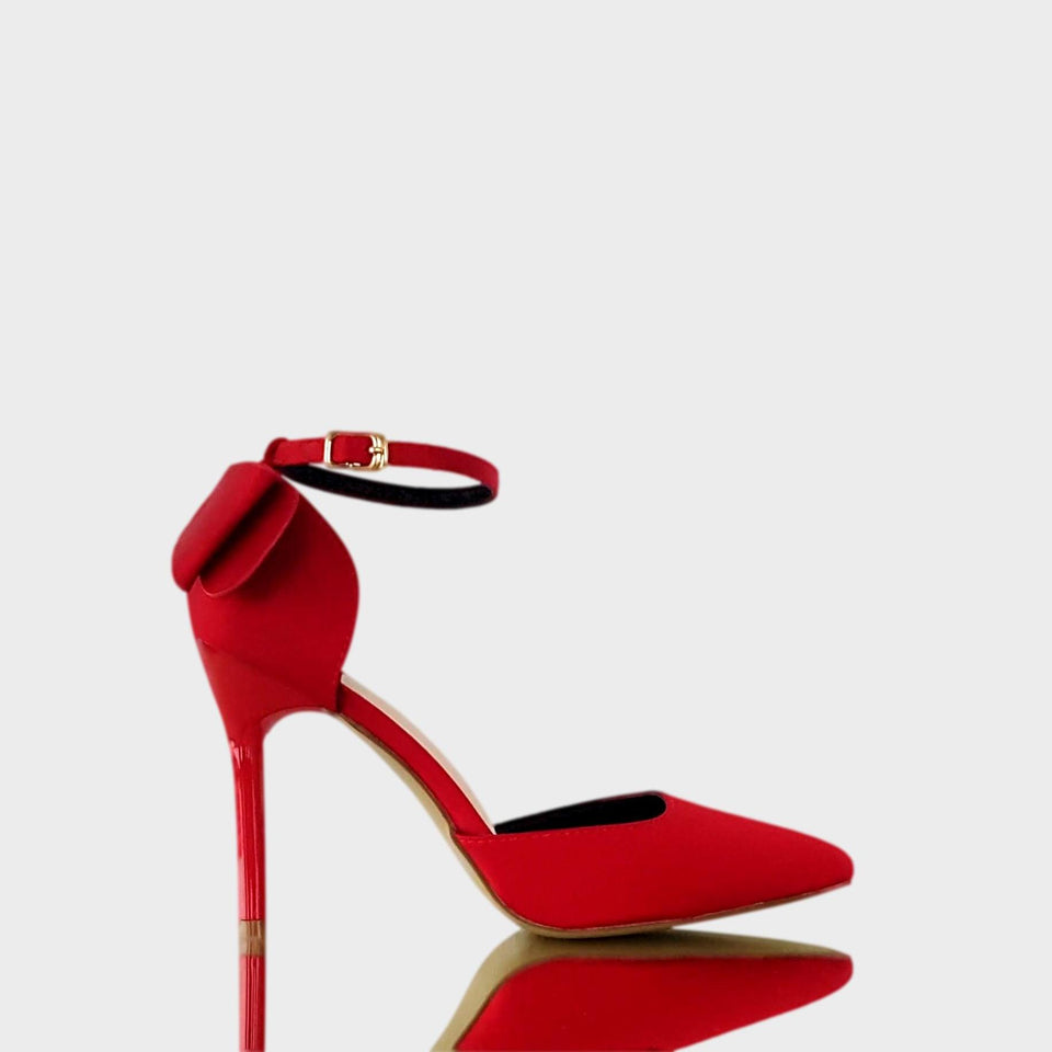 La chica de los stilettos Stilettos Sally Red con Moño y Taco Acrílico de  10 cm