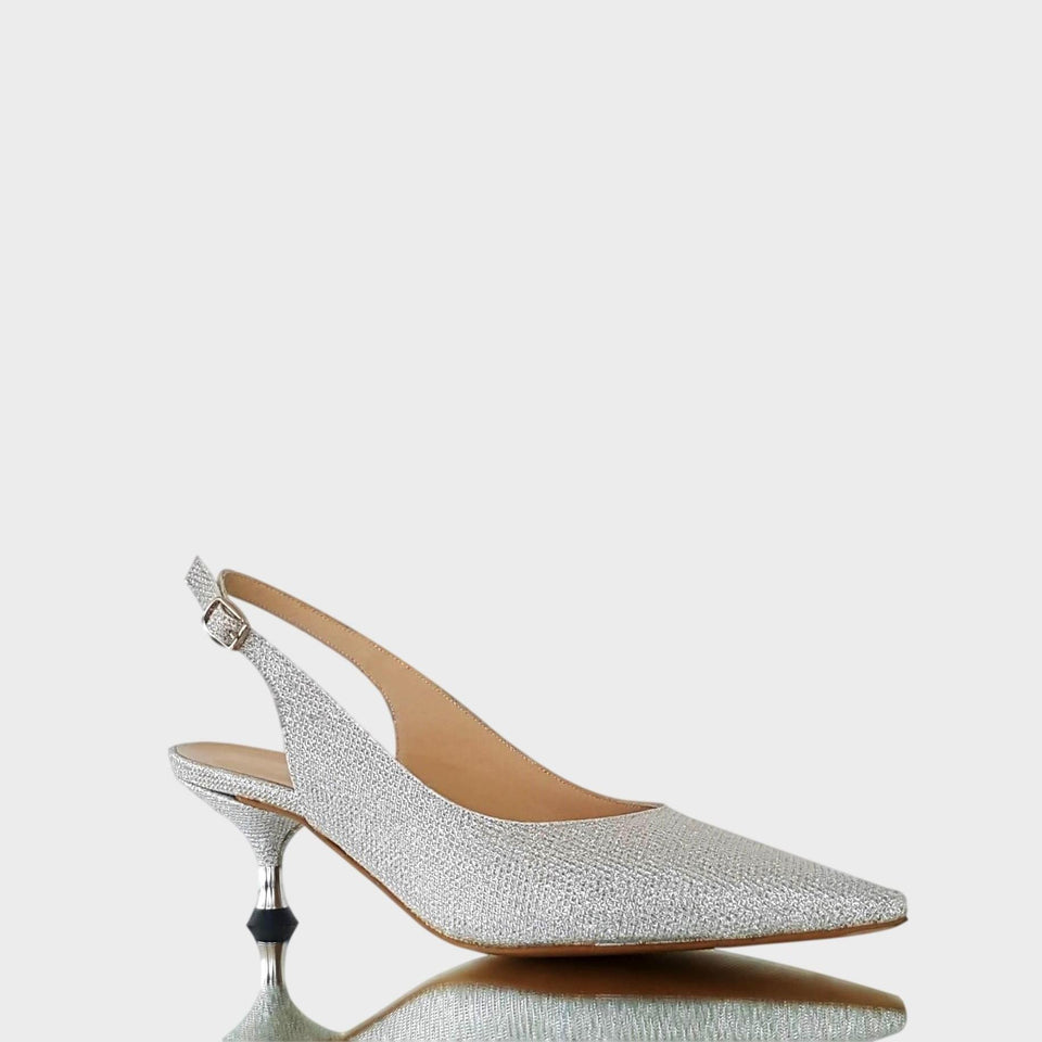 La chica de los stilettos Zapatos Laminados Amy Silver con Taco 5 cm Lateral