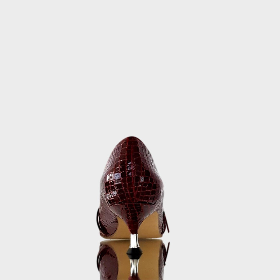 La chica de los stilettos Zapatos Athena Bordeaux en Cuero Crocco Bordeaux con Taco de 5 cm Talón y Taco
