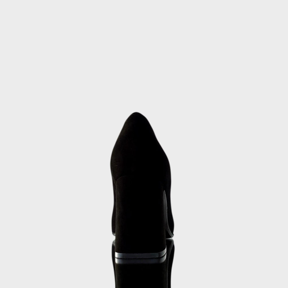La chica de los stilettos Zapatos Emmy Black en Gamuza Natural de Color Negro y con Taco Bloque de 8 cm Vista de Talón y Taco
