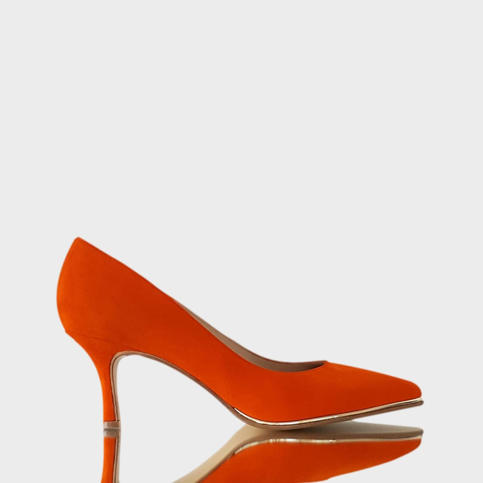 La chica de los stilettos Stilettos Issa Orange en Gamuza Natural Naranja con Taco de 7 cm